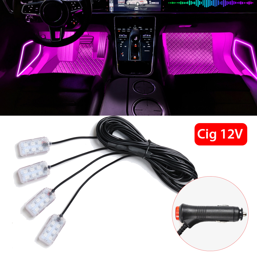 Auto Atmosphäre Led Fuß Licht USB Feuerzeug Umwelt Dekorative Lichter Auto Innen Umgebungs Lampen mit LED Rosa Licht: 8000 Karat Weiß blau