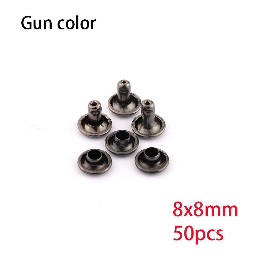 50PCS Spikes Studs Double-Sided Screw Rivets Spike for Shoes Belt Bag Crafts DIY Sewing Garment Bracelet Leathercraft Accessory: gunmetal-8X8mm