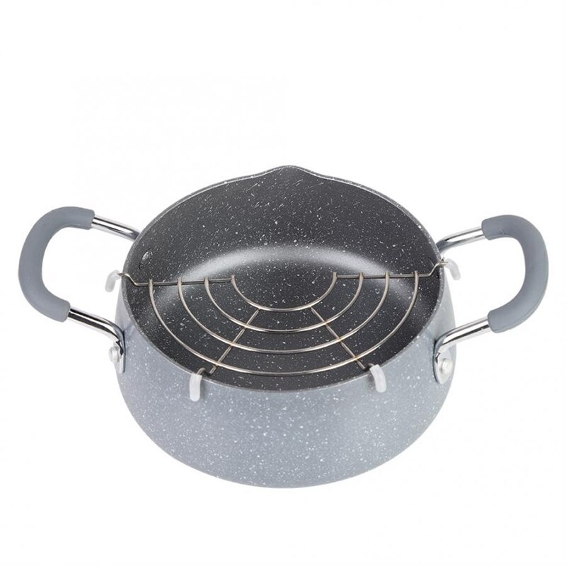 Olla para freír tipura estilo japonés olla para freír s con rejilla de drenaje freidora multifunción juego de ollas antiadherente: Default Title