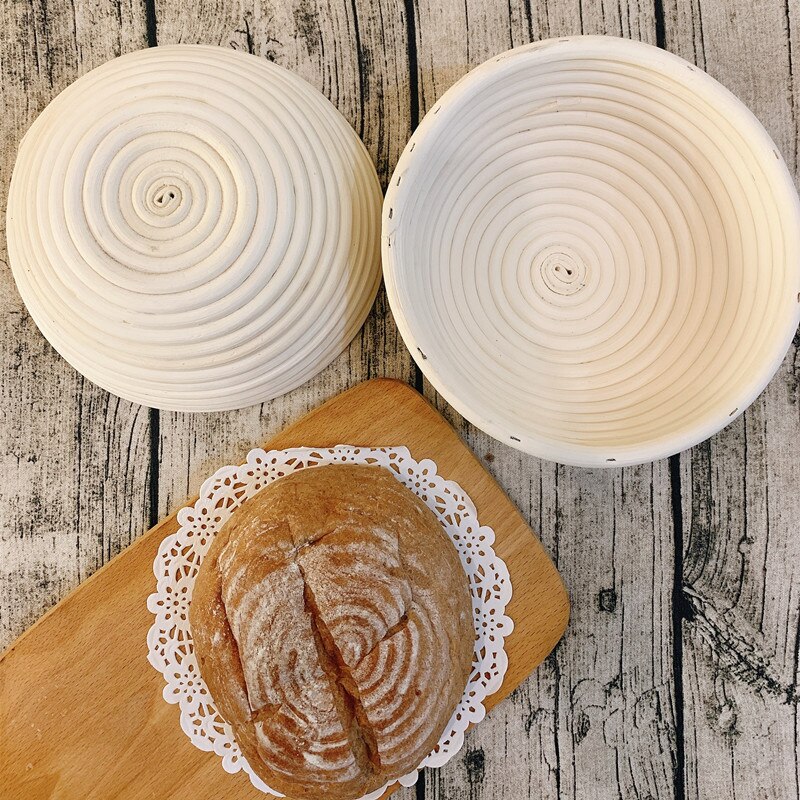 Round Rattan Bread Proofing Basket Natural Rattan Wicker Dough Fermentation Sourdough Country Bread Basket with Cloth Cover