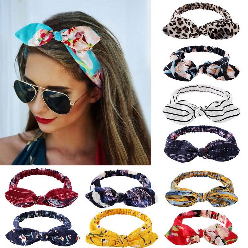 Bohemian Girls Hairband Hair Accessories Print Headbands Vintage Women Headband Cross Top Knot Elastic Hairband Soft Bandanas