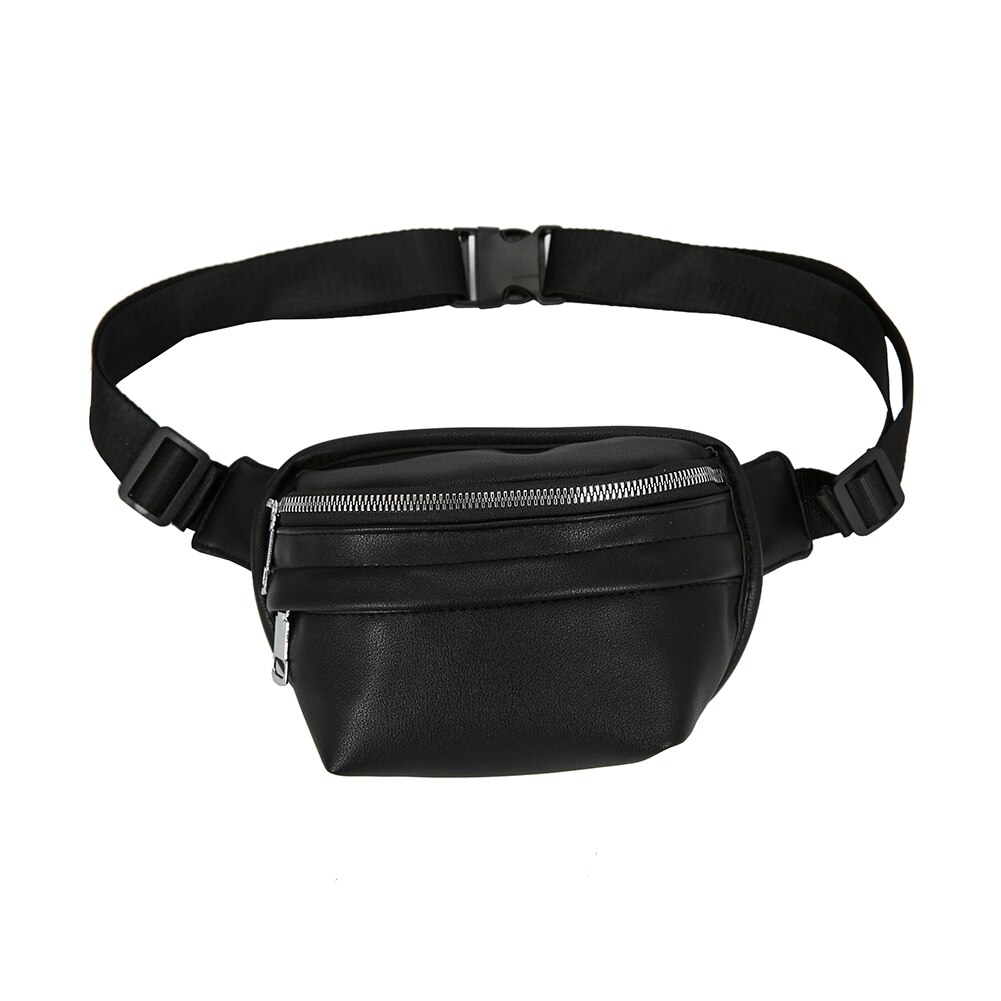 Borsa a tracolla in tinta unita moda donna PU cerniera in pelle marsupio borsa a tracolla borsa da viaggio giornaliera da donna 2021: Black