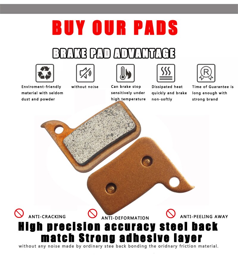 4 Pair MTB Mountain E-BIKE Sintered Bicycle Disc Brake Pads For SRAM AVID Rival 22, S700 B1 Red 22 Force 22, CX1Accessories