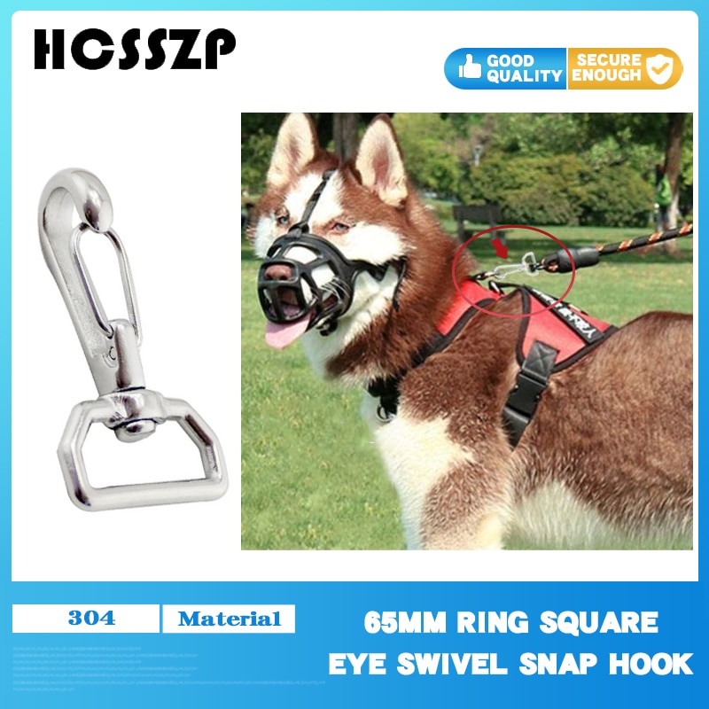 65mm Ring Square Eye Swivel Snap Hook Stainless Steel 304 Quick Straping Hook Lobster Clasps Hiking Camping Carabiner Pet Chain