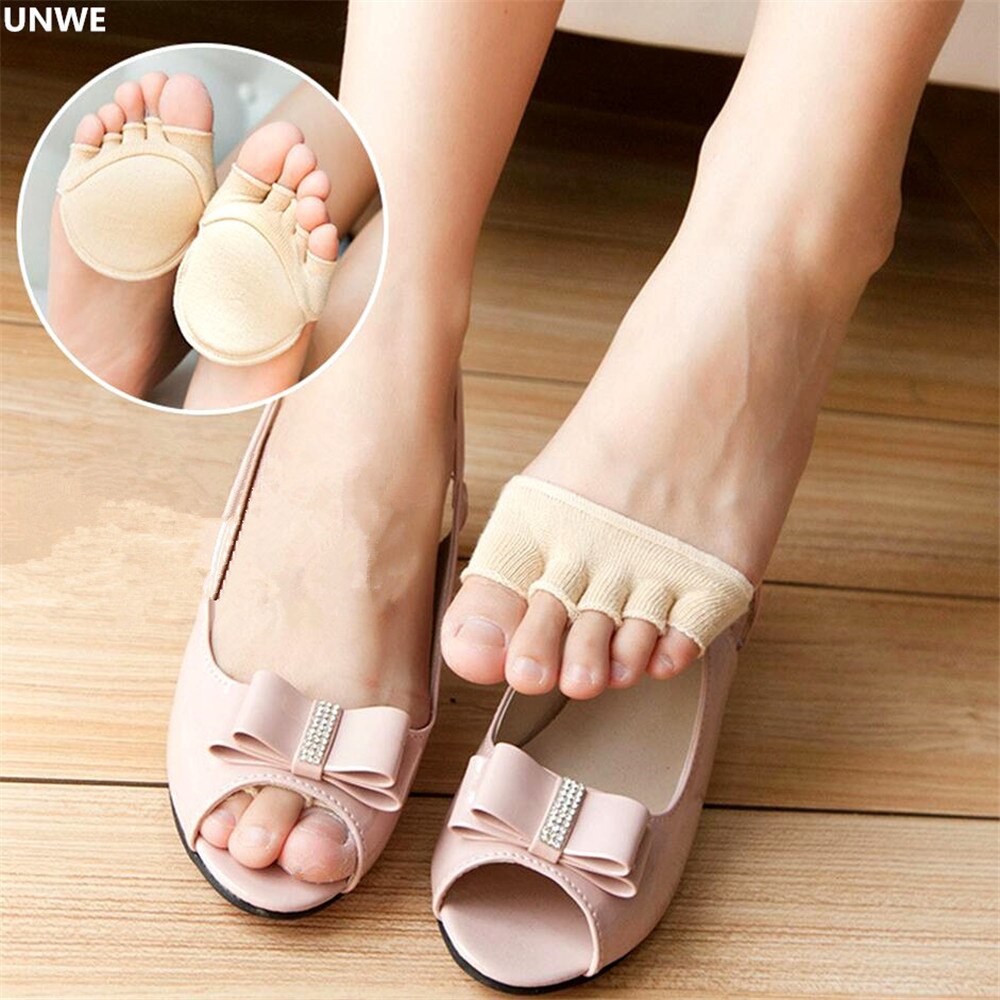 Calcetines de tacón alto para mujer, plantilla con puntera a prueba de dolor, media palma gruesa, ropa Invisible, medias a la mitad, barco/Calcetines de corte bajo