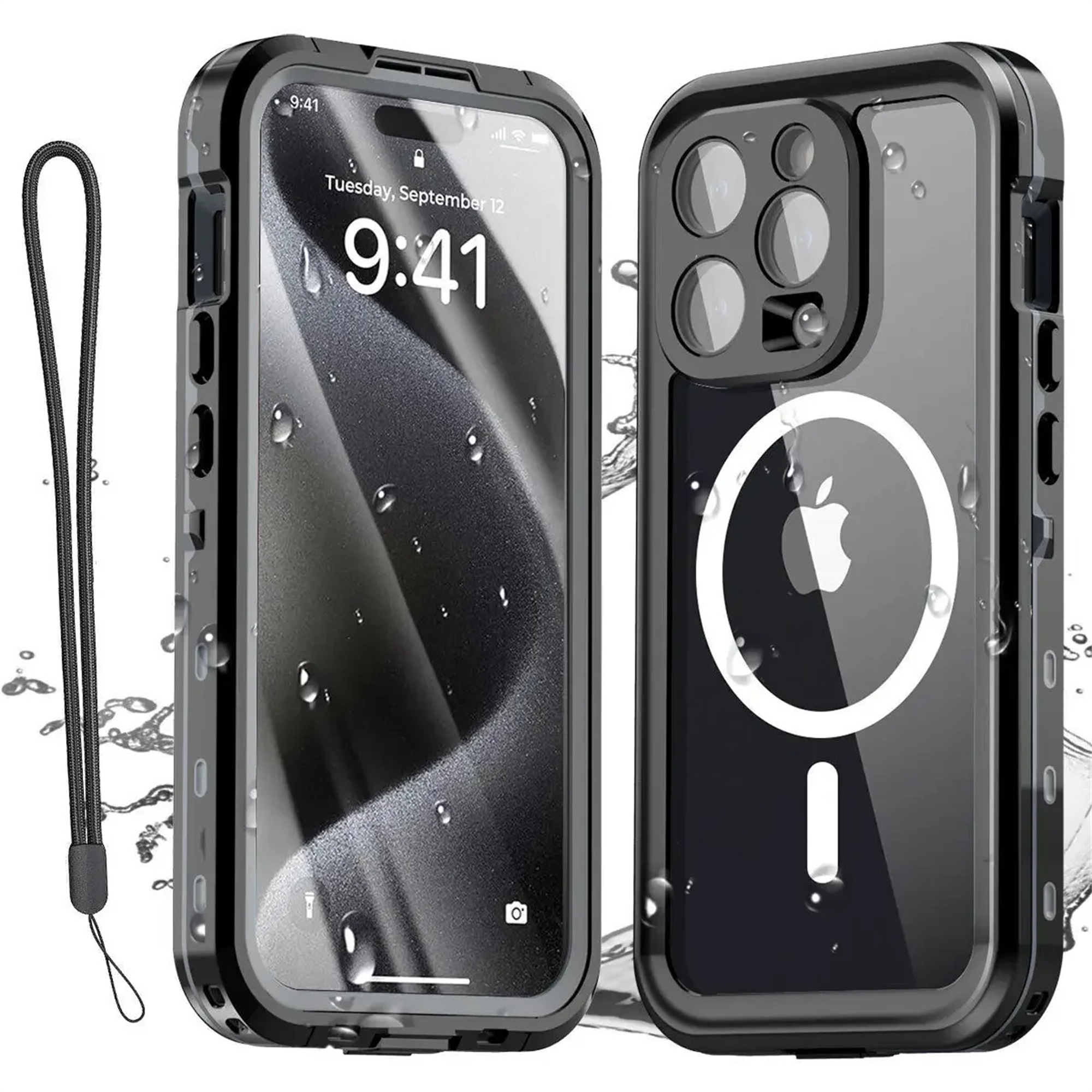 IP68 wasserdichte Hülle für iPhone 16 15 Pro Max 14 13 Pro Ganzkörper schutzhülle Schwimmen Unterwasser tauchen Magsafe Magnet hülle