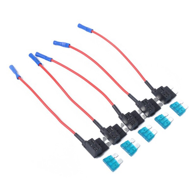 10Pcs 15A Fuse Plug + 5Pcs Car Add a Circuit Fuse-TAP MICRO2 Adapter Low Profile Blade Style Fuse Holder Provides