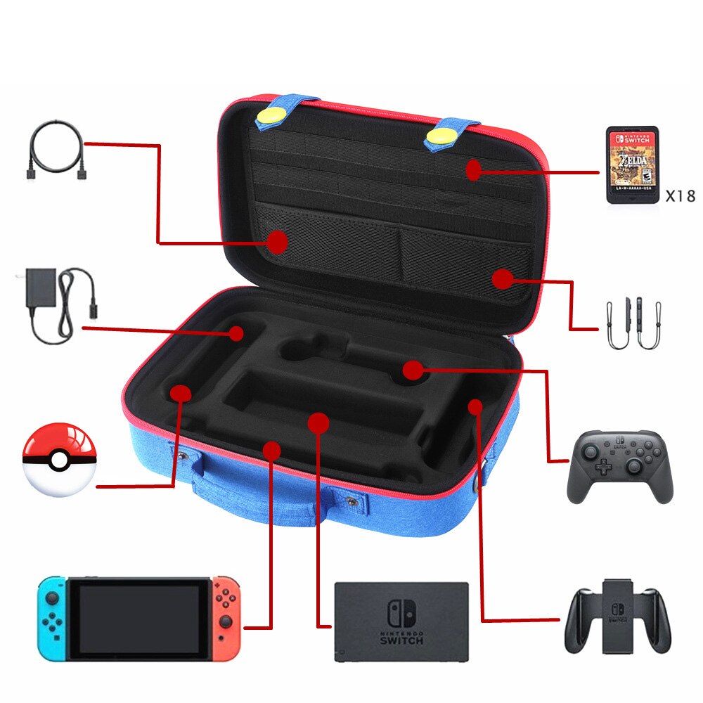 Travel Carrying Case for Nintendo Switch Protective Hard Shell Carry Bag Portable Storage for Mario Fans Console & Accessories