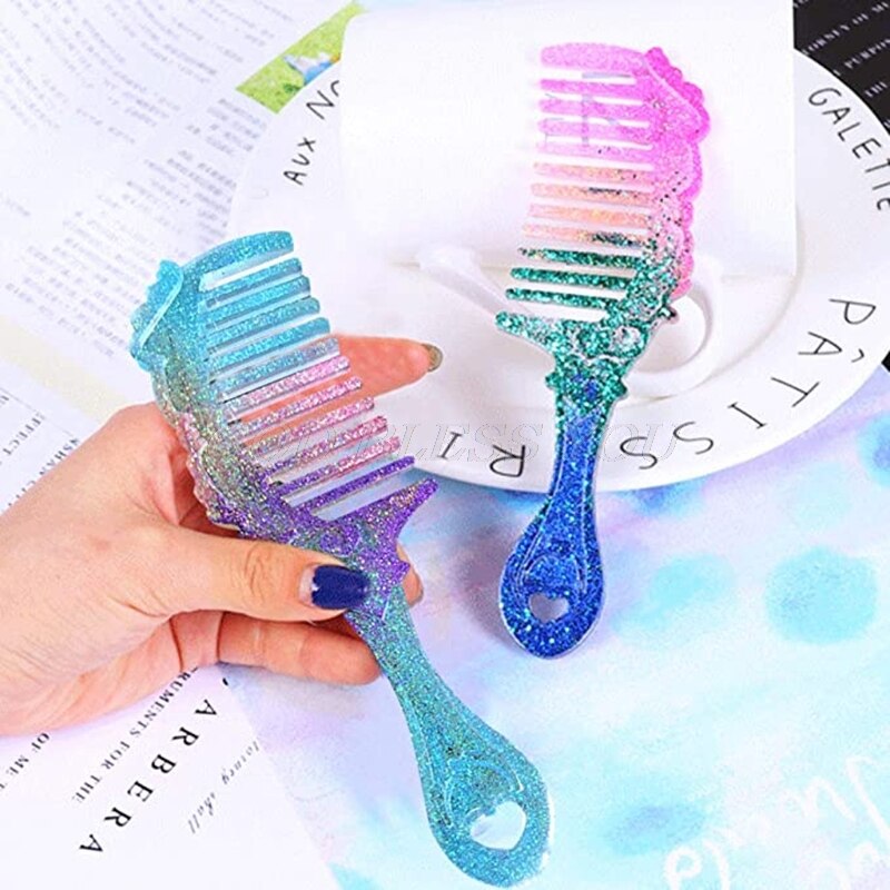 2 former kam 3d transparent epoxiharts diy mögel för diy kam gjutning silikon form konst hantverk gör handgjorda kam