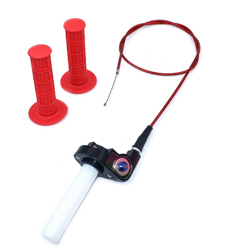 Handle Grip Motorcycle with 1/4 Quick Turn Throttle Dirt Pit Bike Motocross 7/8" Handlebar Hand Grips KTM CRF kayo Chinese bike: Silver-red