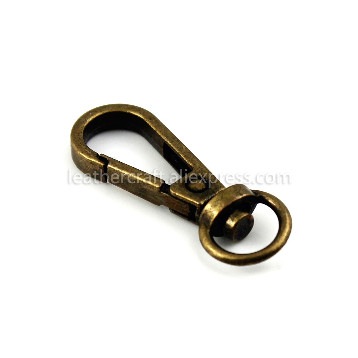 1 st metall vridbar o-ring öga karbinhake trigger spännen klämmor för läder pysselväska rem bälte webbing nyckelring liten storlek: Antik brons