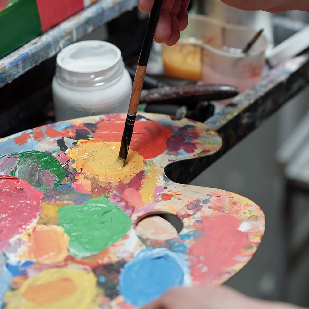 2pcs Oval Shaped Wood Palettes Painting Color Palettes Color Mixing Plates