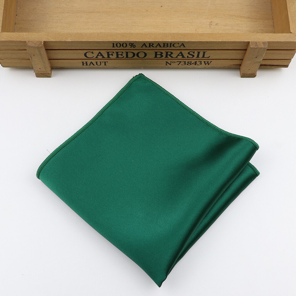 Mouchoir de poche carré en Polyester de couleur unie pour hommes, accessoire de mariage, classique, vert, bleu marine, à la , 23x23CM: 12