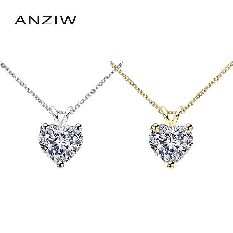 Halskette mit 1ct herzförmigen moissanit-anhängern , 925 anhänger aus sterlingsilber in der farbe d mit synthetischen diamanten und kette