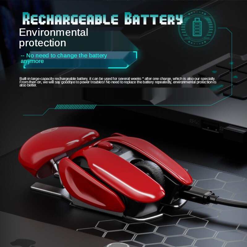 PX2 Metal 2.4G Rechargeable Wireless Mute 1600DPI Mouse 6 Buttons for PC Laptop Computer Gaming Office Home Waterproof Mouse