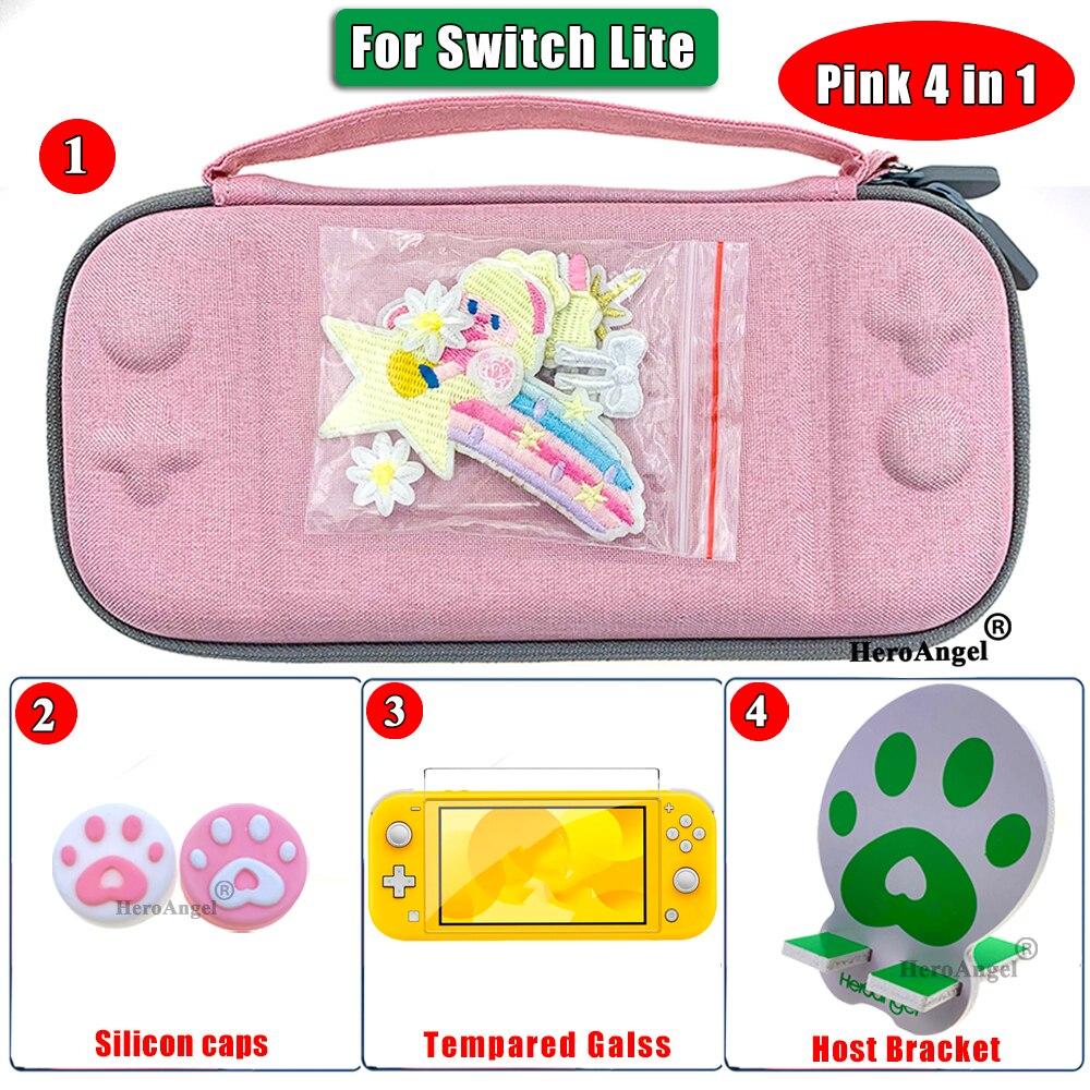 Hard Travel Protective Storage Bag For Nintend Switch For Nintendo Switch Console Case Game Accessories with Game Card Slots: Lite Cloth Pink