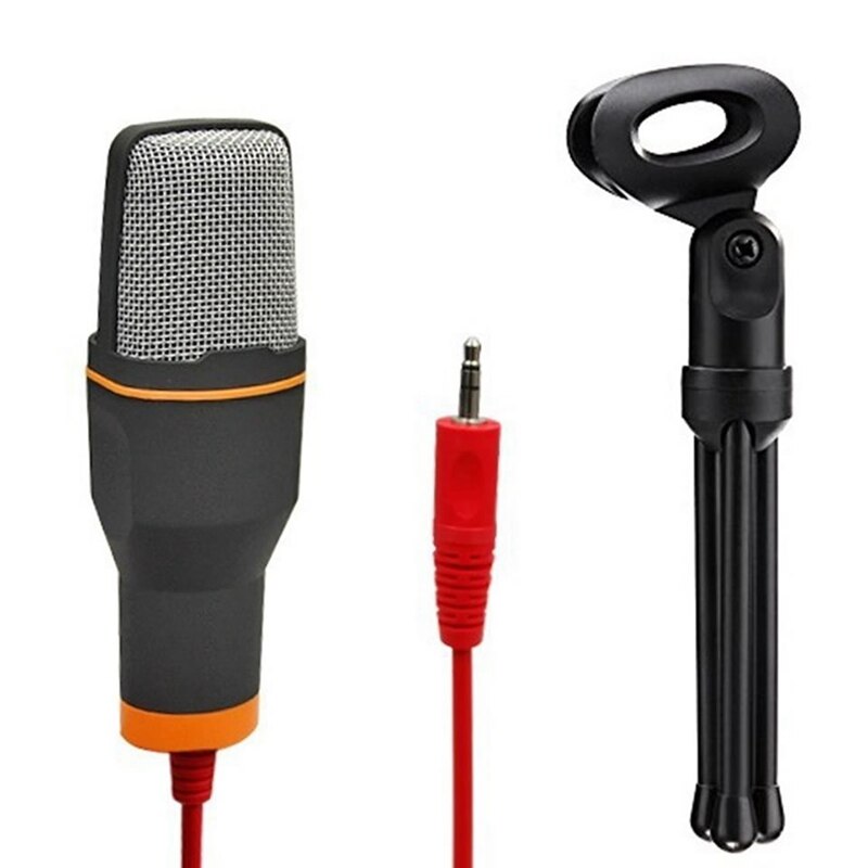 Kondensaattorimikrofoni 3.5mm liitin kotistereo mikrofoni pöytäjalusta tietokoneelle video skype chat pelaaminen podcast-tallennus
