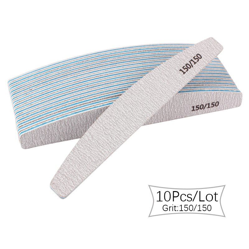 5pz/10pz lime per unghie colorate per barche in carta vetrata 80/100/150/180/240 tampone di carta vetrata grigia smeriglio bordo manicure accessori per unghie: 10pezzi 150-150 Grit