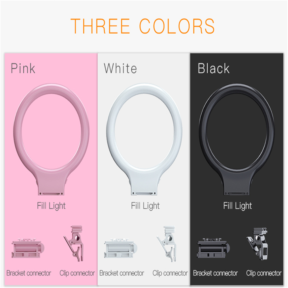 LED Selfie Ring Fill Light Studio Photography Photo Fill Light Beauty Makeup Flash Lamp Built-in 850mAh 3 Tone Light Exchange