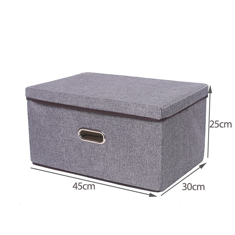Large Foldable Storage Bin with Lid Linen Fabric Storage Box Organizer Containers Cube Divider for Bedroom Closet Office