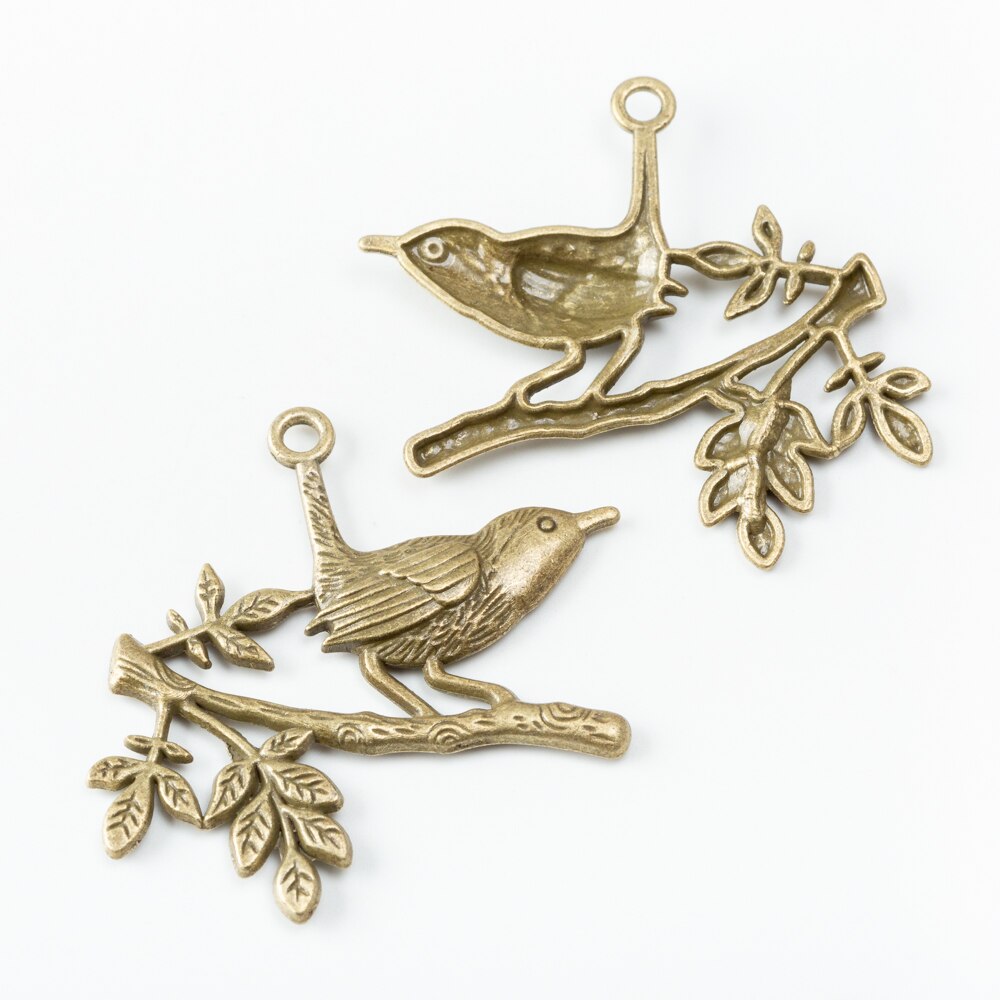 10 stk vintage gammel fugl zink legering charms vedhæng egnet til diy armbånd halskæde metal smykker tilbehør 6551: Antik bronze belagt