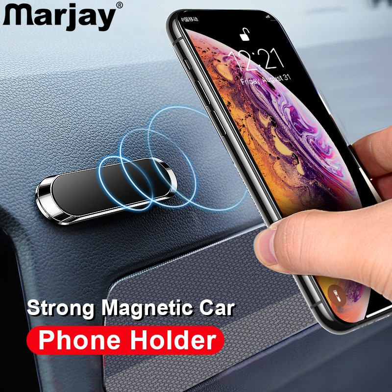 Marjay Magnetic Car Phone Holder Universal mini Strip Shape Stand For iphone Samsung Xiaomi Huawei GPS Dashboard Wall Car Mount