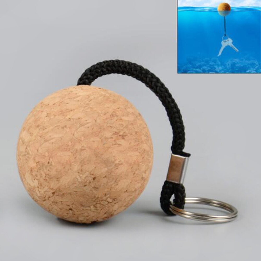 LLavero de corcho flotante para barco de navegación marina, bola flotante de agua de 50mm, llavero de corcho flotante para kayak