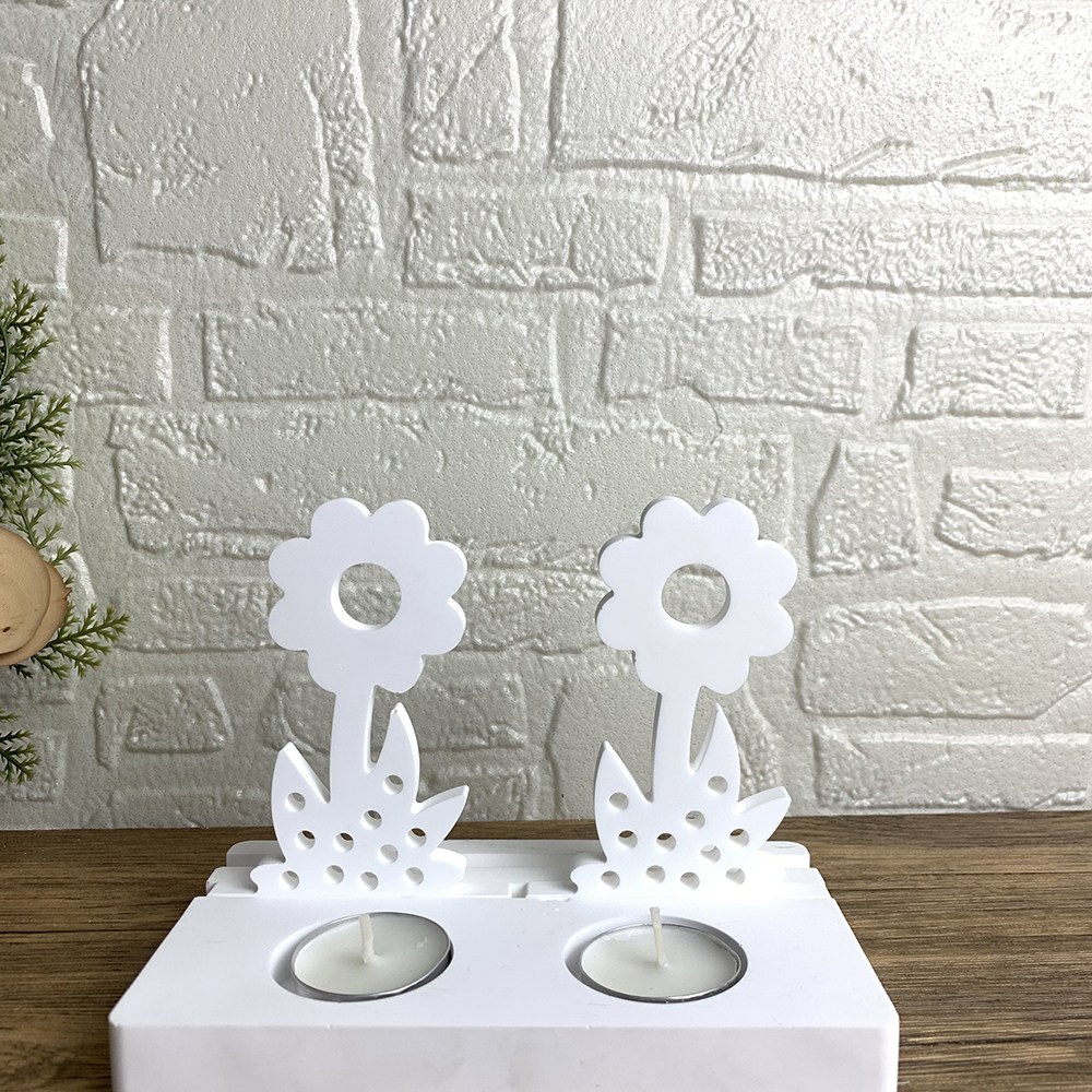 Molde de silicona para candelabro de flores, portavelas DIY para luz de té, molde de fundición de yeso y cemento, moldes artesanales de resina epoxi de girasol
