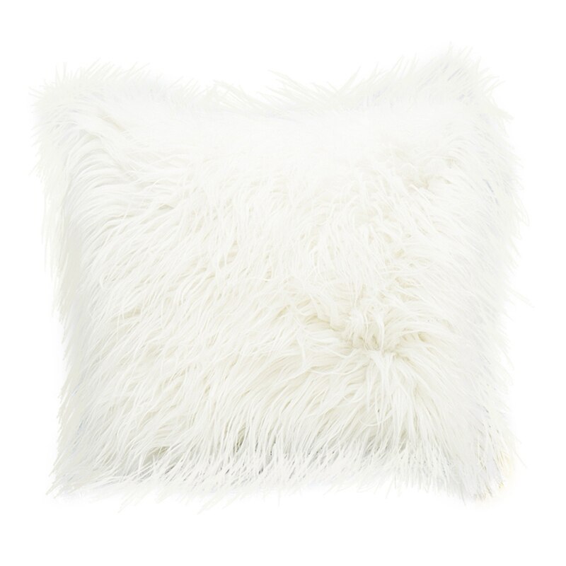 1PC Nordic Posh Style Home Decor Super Soft Plush Mongolian Faux Fur Throw Pillow Cover Cushion Case Pillowcase Square D: 7