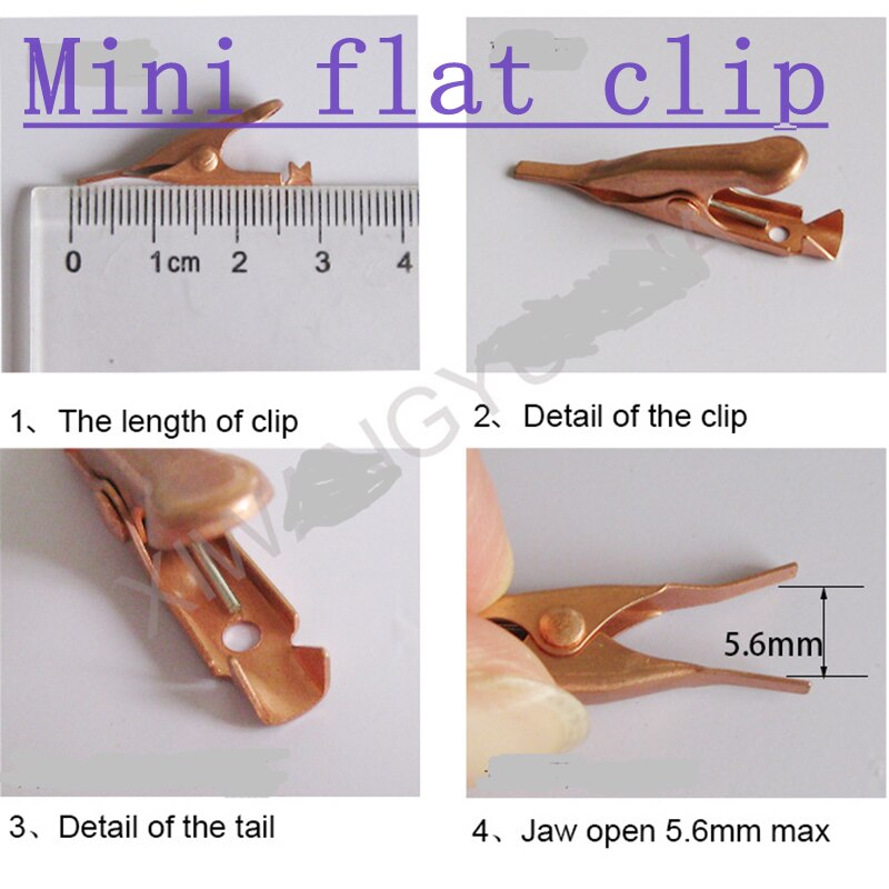 Mini Mini pince crocodile en cuivre plat sans dents câble fil batterie pince crocodile pince électrique testeur sonde voiture Double extrémité
