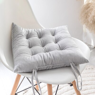 1pc 35*35cm Plush Chair Cushion Dining table Chair cushion Autumn and Winter Stripes Thickening Chair Cushion: grey