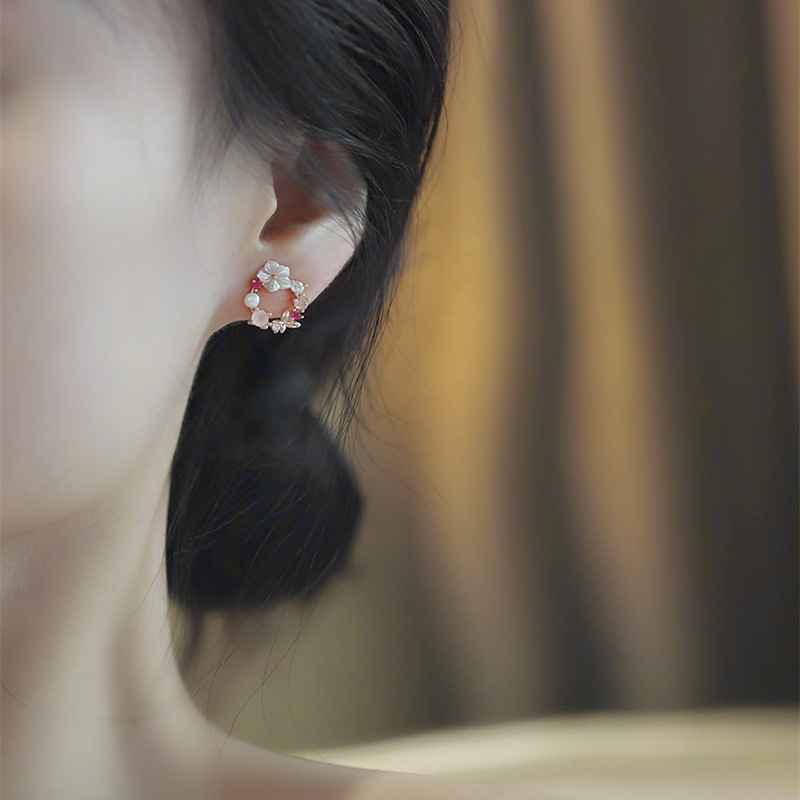 Y2k-pendientes de aro de lujo para mujer, aretes de mariposa y perlas de cristal rosa, novedad de verano, coreana, de joyería