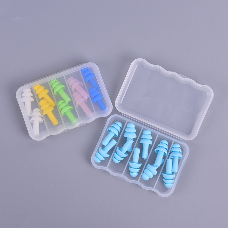 Tapones para los oídos de silicona para dormir, tapones para los oídos con reducción de ruido, protectores industriales, 5 pares
