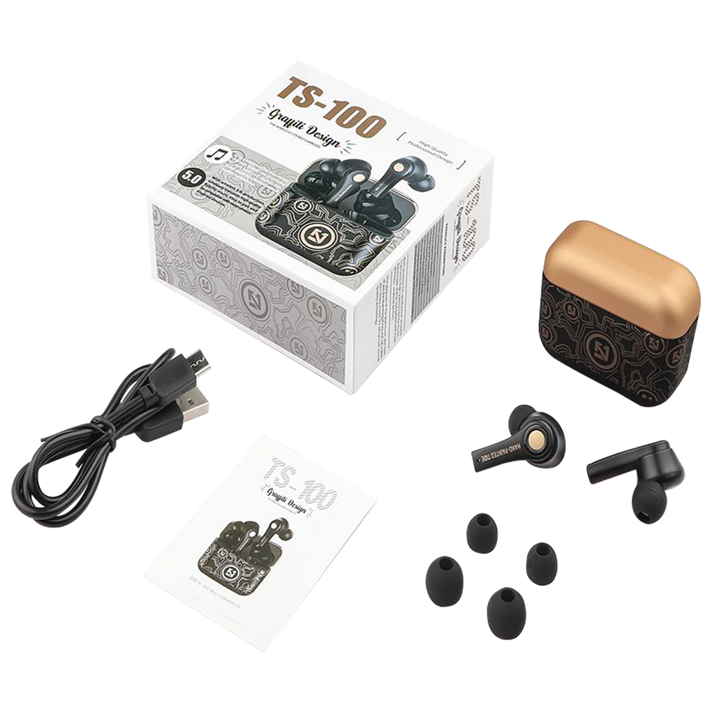 Draadloze hoofdtelefoon Mini Bass-oordopjes Waterdicht Graffiti Bluetooth-compatibel 5.0 Sportoortelefoon Wit: Rood