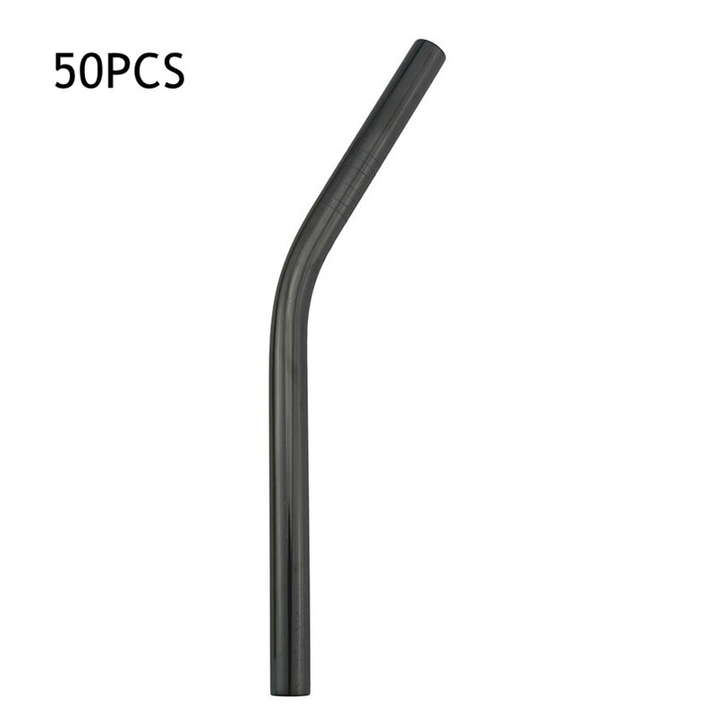 50 stuks 12mm drinkrietjes herbruikbare metalen rietjesset scherpe bubble tea rietjes 304 roestvrijstalen parel milkshake dikke rietjes buis: Zwarte bocht