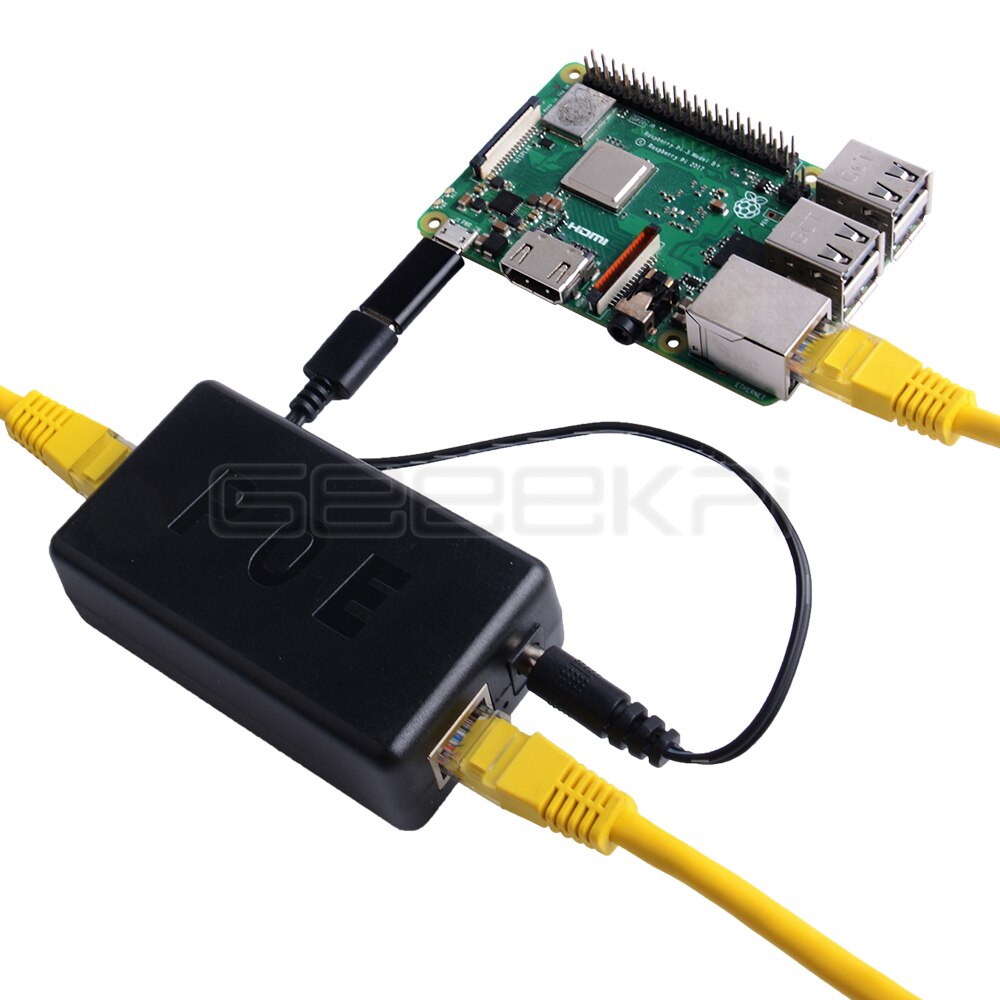 GeeekPi Gigabit Raspberry Pi 4 B/3B + PoE activo del divisor del USB tipo C 48V a 5V de potencia sobre Ethernet cable de interruptor de PoE