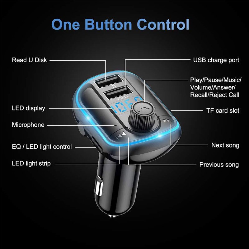 Car Wireless Bluetooth FM Transmitter Radio Adapter Kit MP3 Player 2 Port USB Car Charger LED Display Mobile Phone Charge In Car