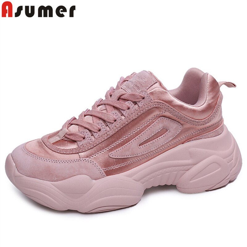 ASUMER schoenen vrouw toevallige lace up dames schoenen comfortabele platte platform sneakers schoenen leisure flats schoenen vrouwen