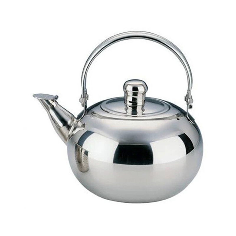 Durable Stainless Steel Water Kettle Pot Loose Tea Maker Infuser Tea Kettle Pot Metal Teapot with Removable Strainer: silver 1L