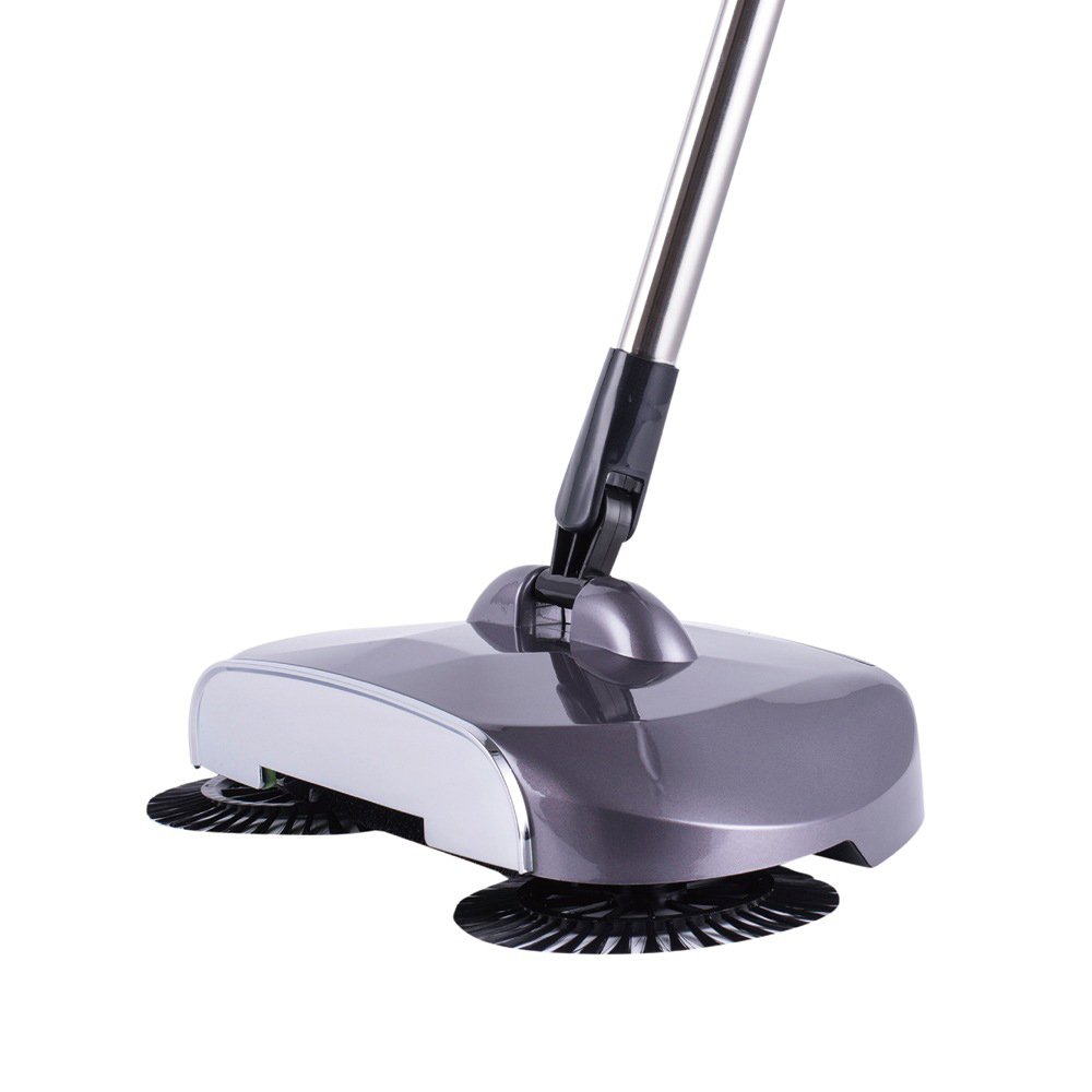 Stainless steel hand-push sweeper vacuum cleaner mop floor cleaner household kitchen carpet dust removal telescopic magic broom: Rose gold black face