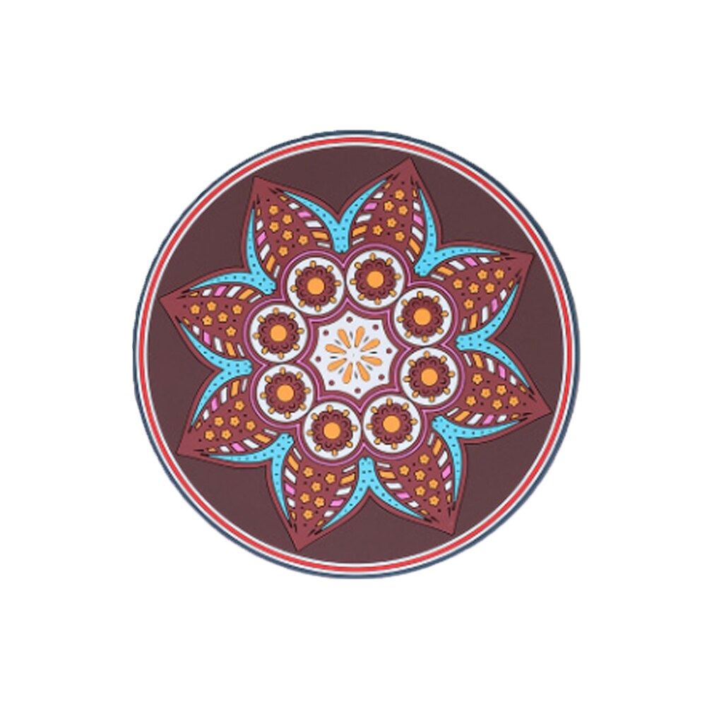 Exotische Bekerhouder Pad Mandala Ronde Silicone Soft Bar Coaster Beker Onderzetters Braadpan Pad Anti Mat placemat: F / 16.5cm