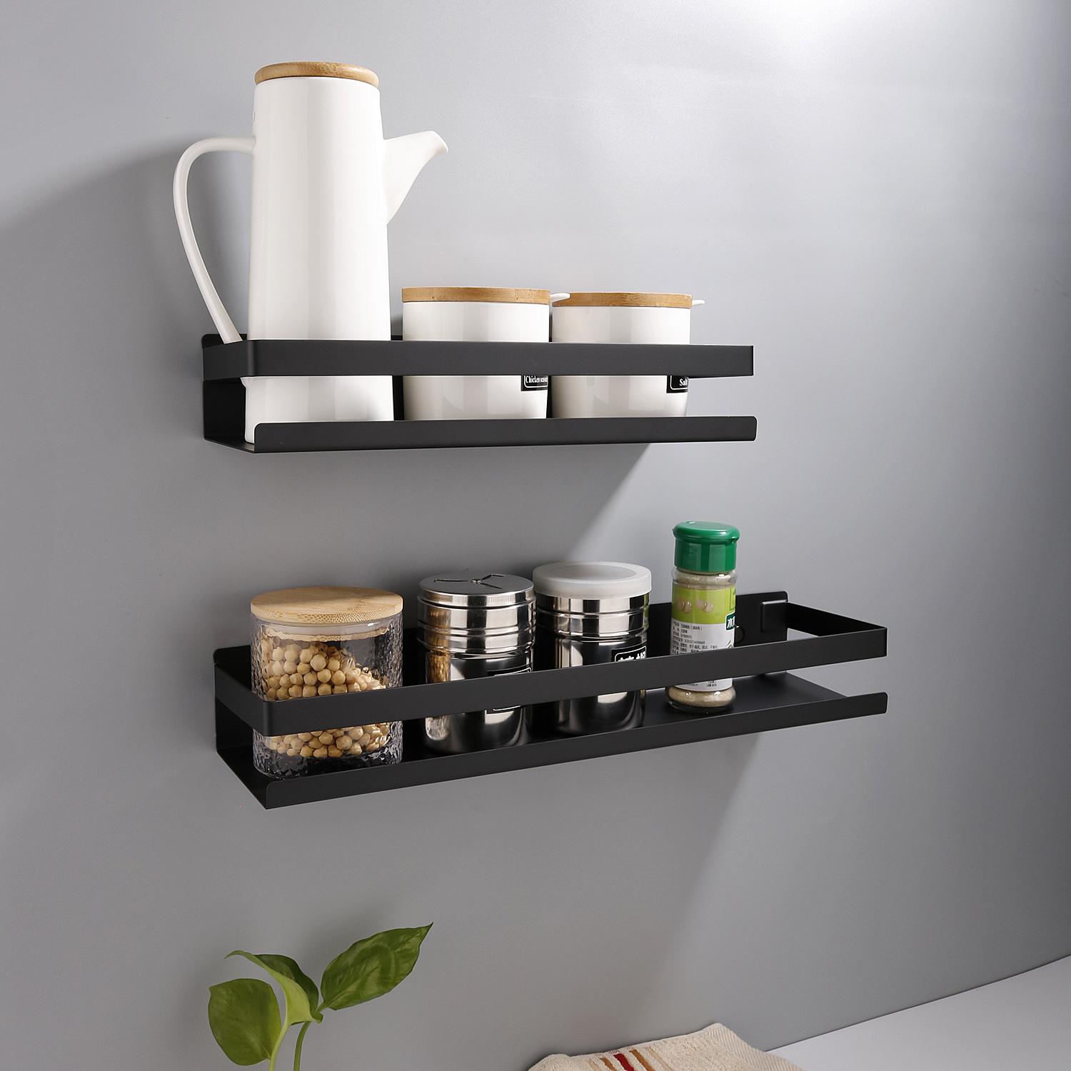 Estante de pared para baño, accesorio negro para ducha, champú y baño, estantes esquineros, estante de almacenamiento de 20cm-50cm