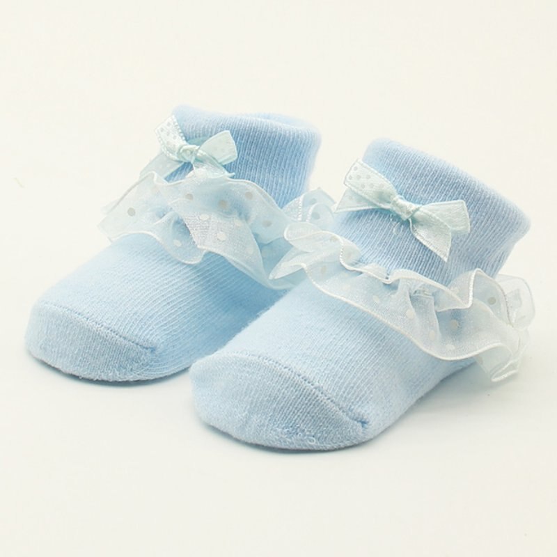 0-6 monate Kleinkinder Säuglinge Baumwolle Knöchel Socken Baby Mädchen Prinzessin Bowknots Socken Baby Socken verrotten Neue: Blau