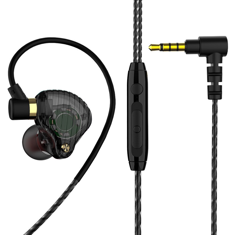 3.5mm Wired Dual Driver Earphones Stereo Bass Sport Running Headset HIFI Monitor Earbuds Handsfree With Microphone QKZ SK3
