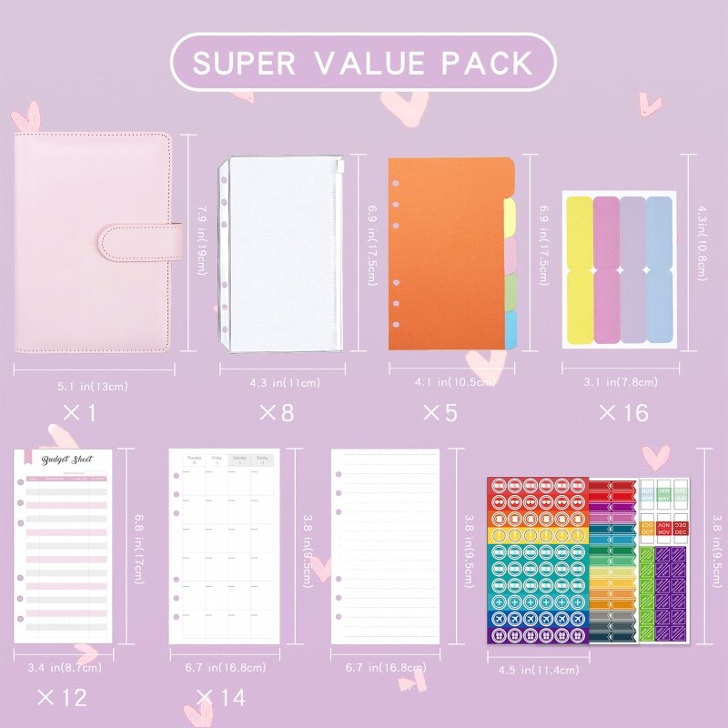 DXAB A6 Binder Planner Set Binder Notepad Notebook PU Journal for business Women Men