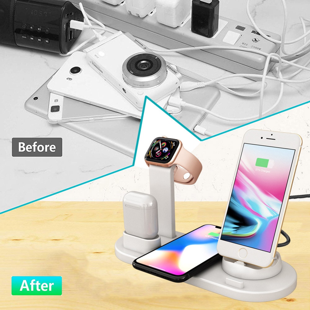 Fdgao Charging Dock Stand Voor Iphone 12 11 Xs Max Xr X 8 Plus Airpods Pro Apple Horloge Se 6 5 4 3 Snelle Draadloze Oplader Station