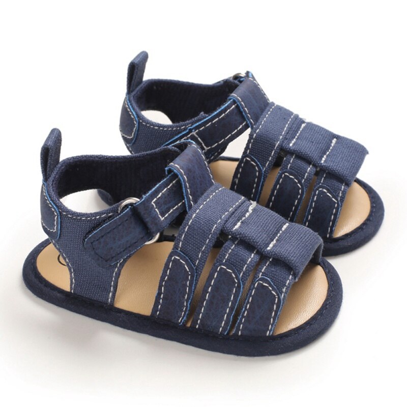 Bébé sandales enfant en bas âge infantile creux doux berceau semelle toile chaussures filles garçons enfants doux berceau Prewalker sandales sabots: Bleu / 0-6 mois