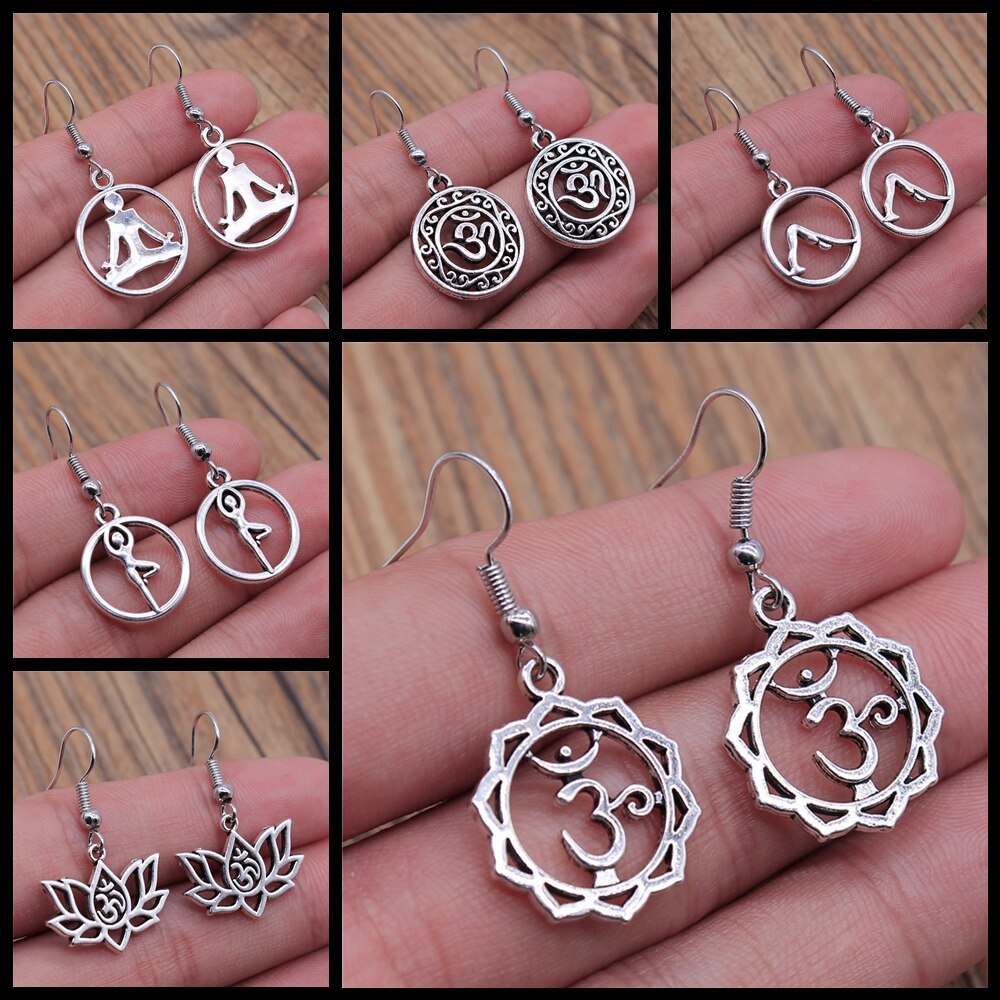 Om tecken yoga symbol örhängen yoga om symbol zen buddhism glasörhängen för kvinnor smycken