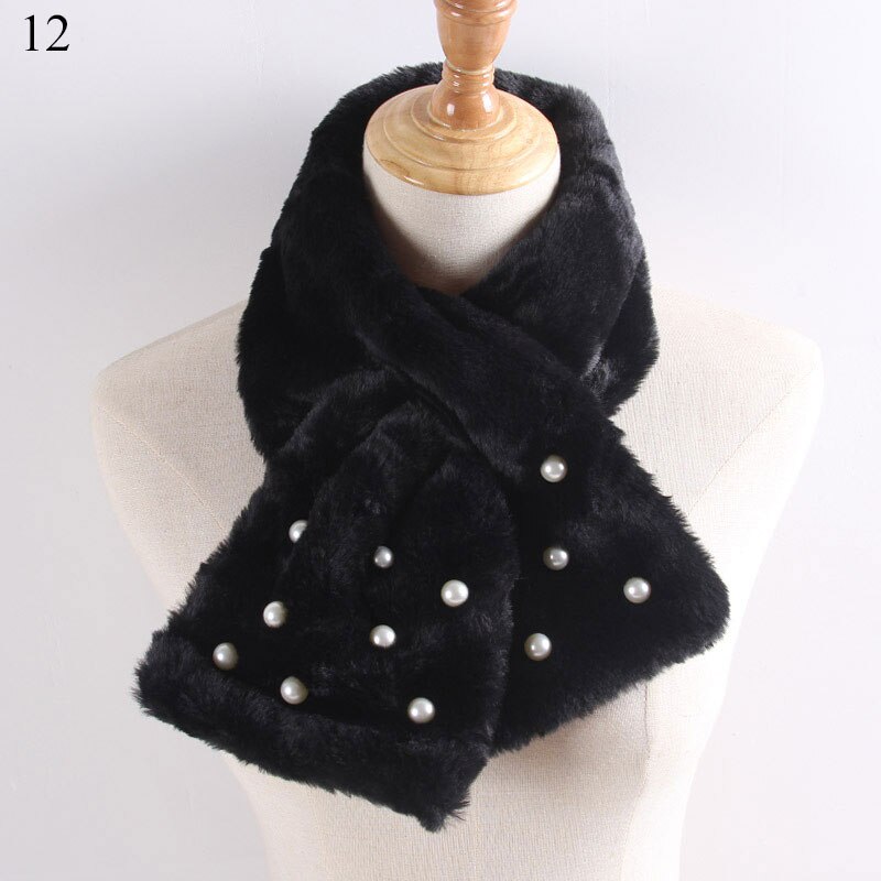 Imitatiebont warme dames sjaal winter dikke snood sjaal imitatiebont zachte sjaals effen kleur kraag sjaal voor dames: 12