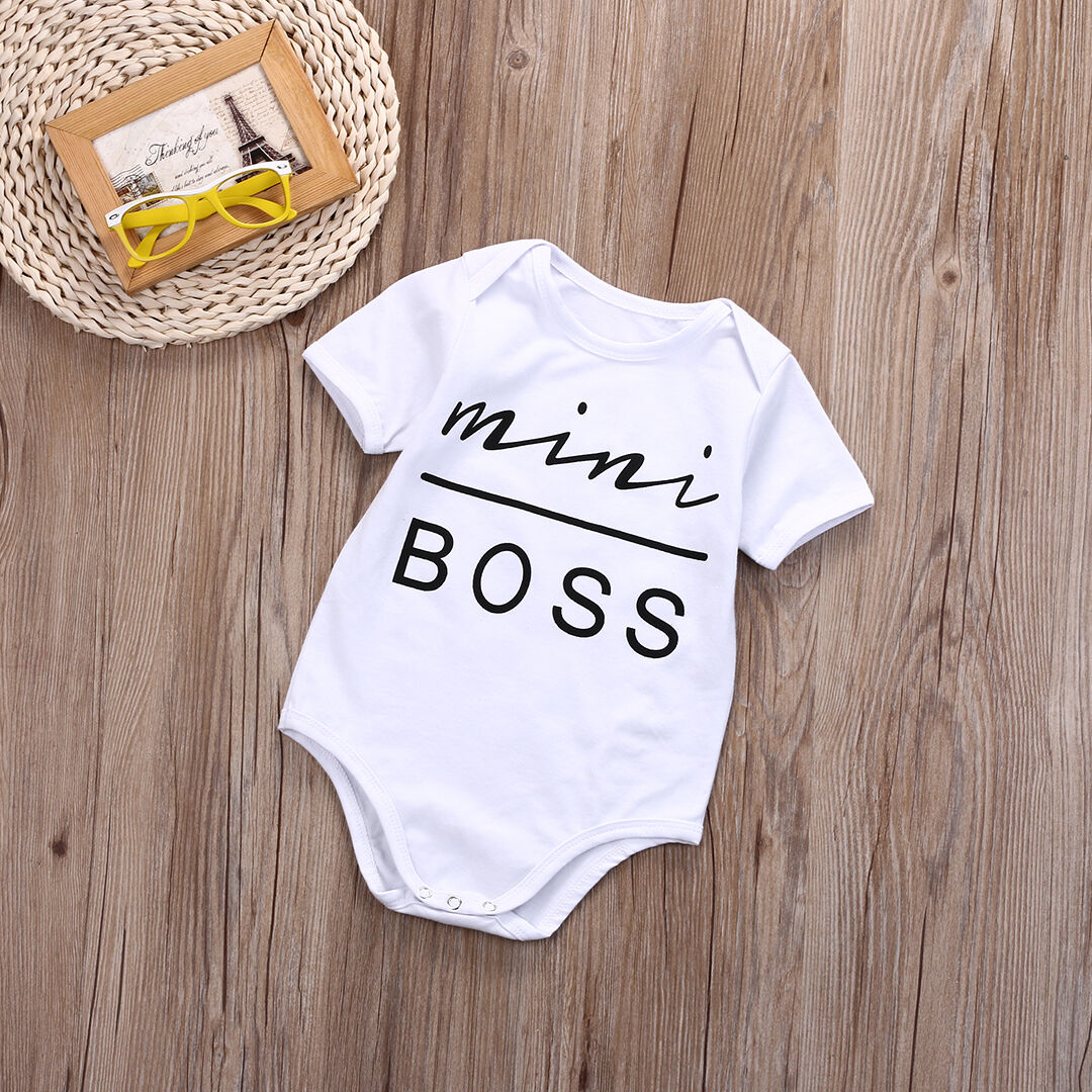 Zomer leuke mini boss unisex Pasgeboren Baby Jongens Meisjes Romper Bodysuit Jumpsuit Sunsuit Outfit Kleding